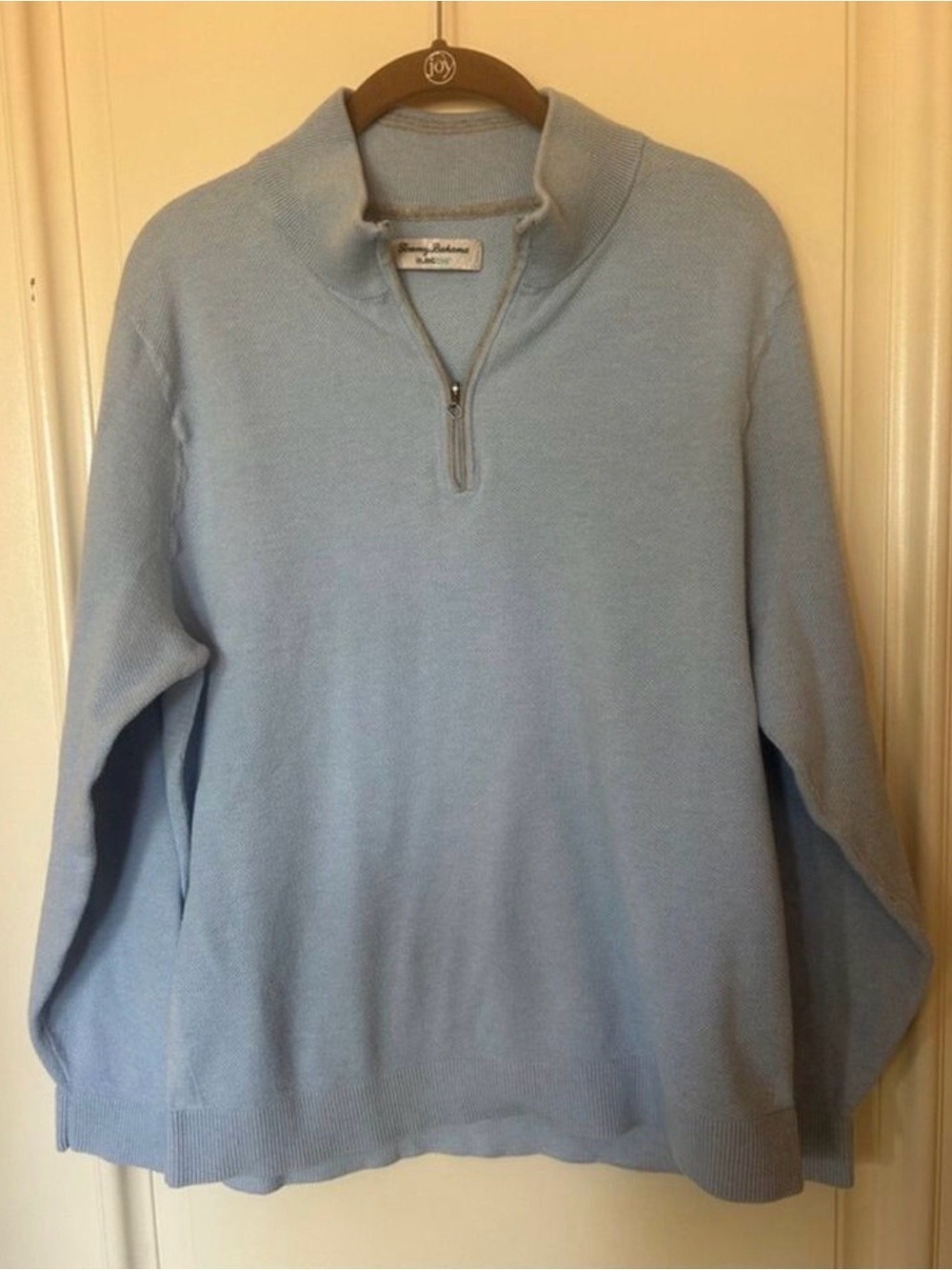 Men's Tommy Bahama Island Zone Light Blue 1/4 Zip Sweater L - Picture 2 of 10